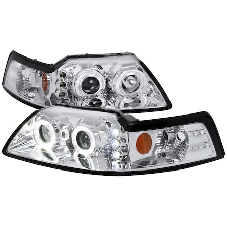 Spec-D Tuning 99-04 Ford Mustang Halo LED Projector Chrome, 2LHP-MST99-V2-RS 2LHP-MST99-V2-RS